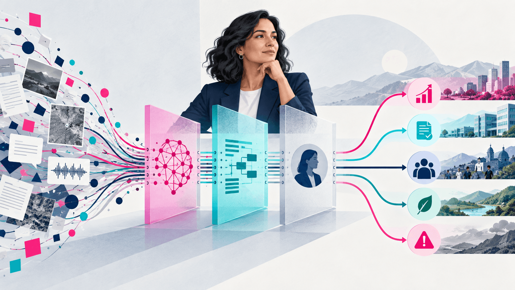 Ilustración de un sistema de decisiones modular con supervisión humana